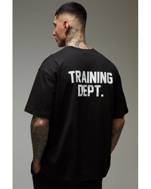 BoohooMAN Black Tall Training Dept Oversized T-Shirt for men