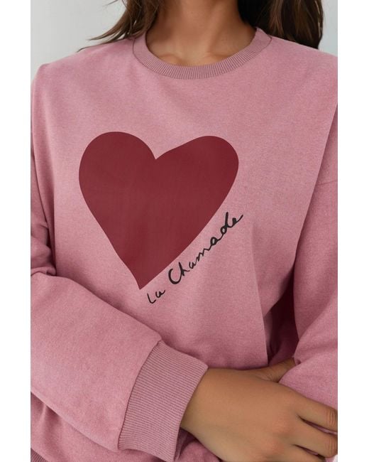 Hiccup Pink Printed Crew Neck Raised Sweatshirt