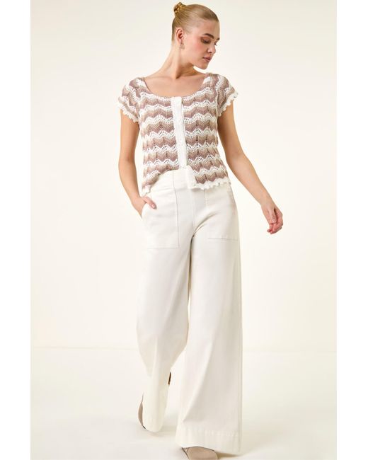 Roman Natural Cotton Stretch Wide Leg Jean