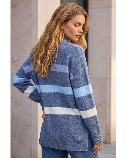 Roman Blue Soft Stripe Knit Jumper