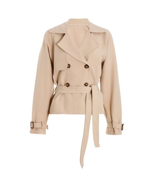 Quiz Natural Cropped Trench Coat