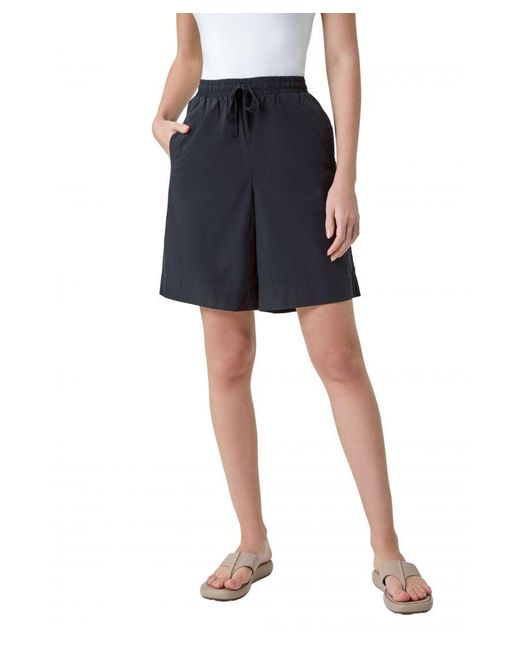 Roman Blue Cotton Elastic Waist Tie Detail Pocket Shorts