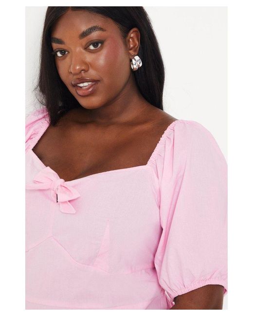 Dorothy Perkins Pink Curve Tie Front Tiered Midi Dress