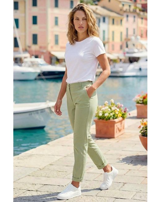 Roman Green Plain Cotton Chino Trousers