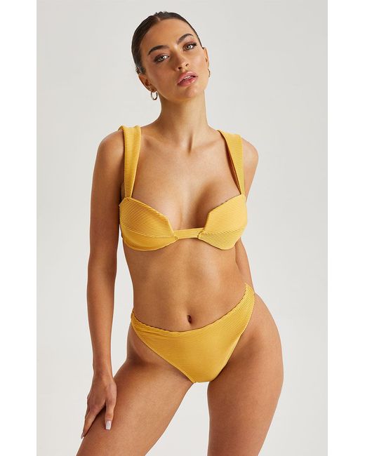 Urban Bliss Orange Textured Ribbed Bikini Top