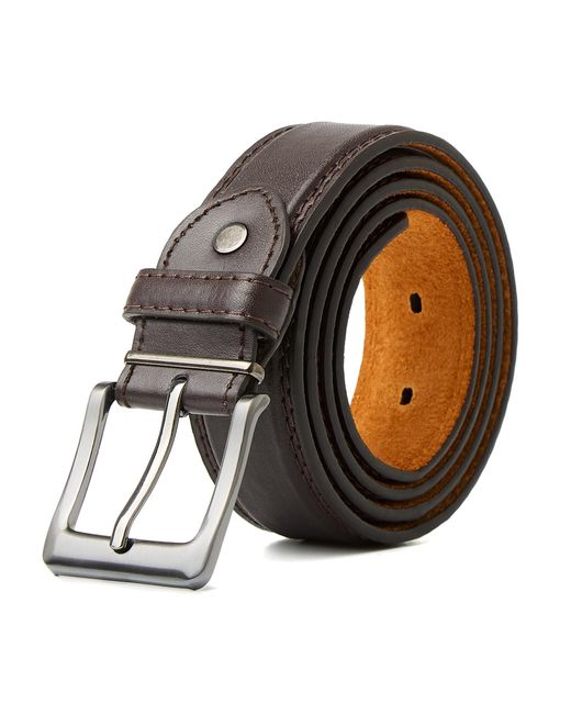 Woodland Leathers Brown Belt – Double Stitched 1.25″ Leather Lined for men