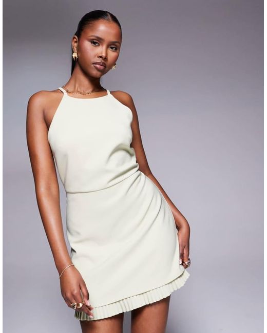 Rare London Purple Tailored Micro Pleat Mini Dress