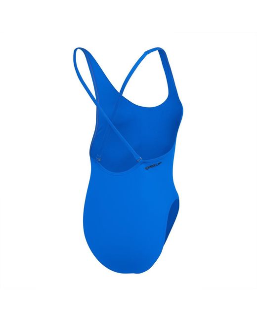 Speedo Blue Solid Patterned One Piece Swimsuit With Spaghetti Strap