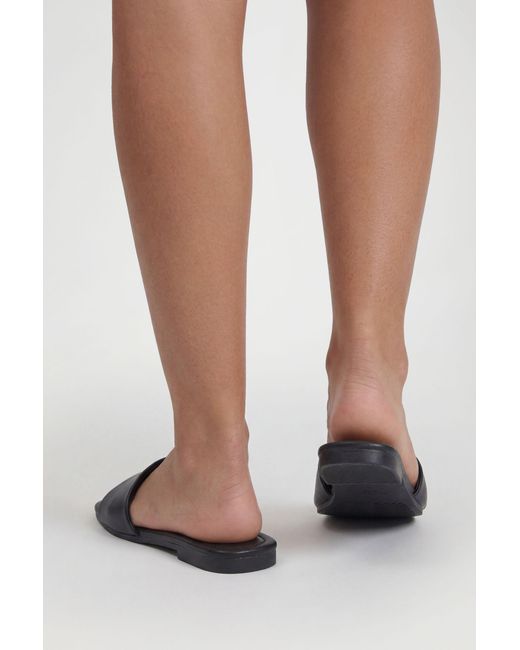 Boohoo Black Square Toe Basic Sliders
