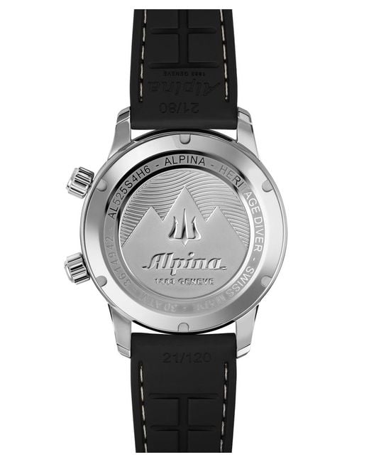 Alpina Black Seastrong Diver Heritage Watch Al-525S4H6 Rubber for men