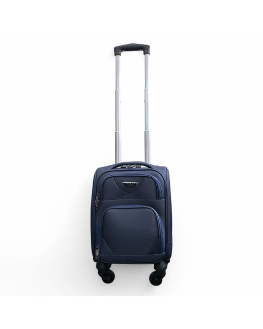 Infinity Leather Blue Soft Shell Lightweight Nylon 4 Wheel Underseat Cabin Case Holiday Suitcase