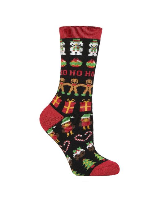 Heat Holders Black Fluffy Christmas Socks By Lite