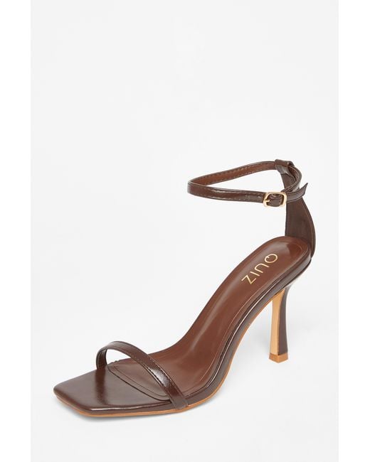 Quiz Brown Faux Leather Barely There Heels