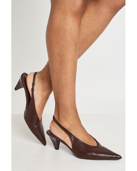 Boohoo Brown Low Heel Slingback Court Shoes