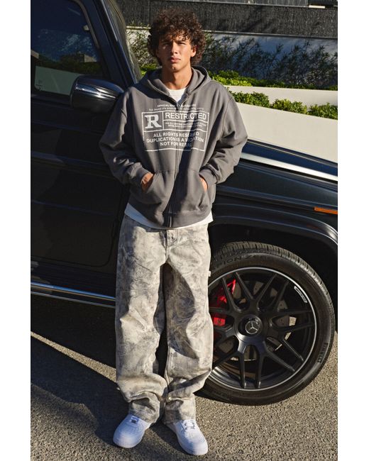 BoohooMAN Black Relaxed Fit Camo Carpenter Trousers for men