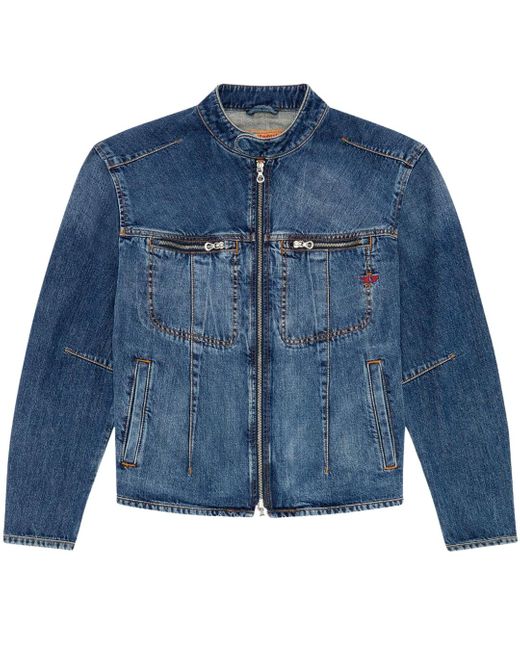 DIESEL Blue Back Logo Over Denim Jacket Cotton for men