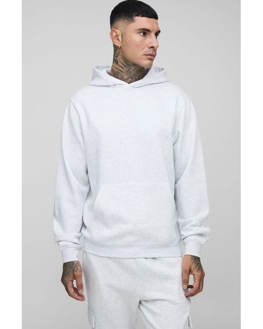 BoohooMAN White Tall Basic Bm Signature Regular Fit Over The Head Hoodie for men