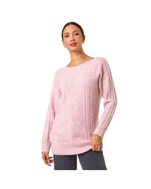 Roman Pink Sequin Cable Knit Jumper