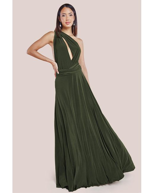 Goddiva Green Multiway Tie Up Maxi Dress