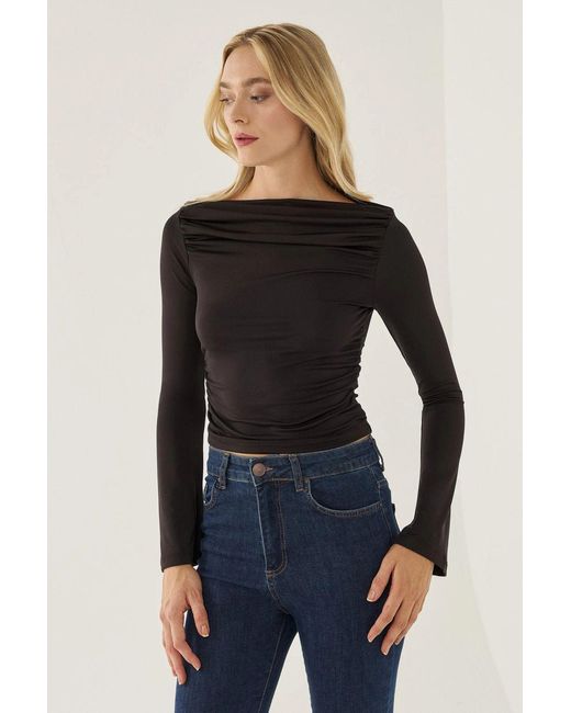 Hiccup Black Drape Detailed Top