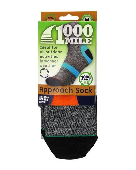 1000 Mile Socks Gray Approach Repreve Double Layer Breathable Anti Blister for men