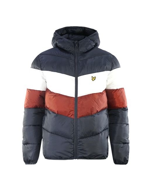 Lyle & Scott Blue Colourblock Puffer Jacket for men