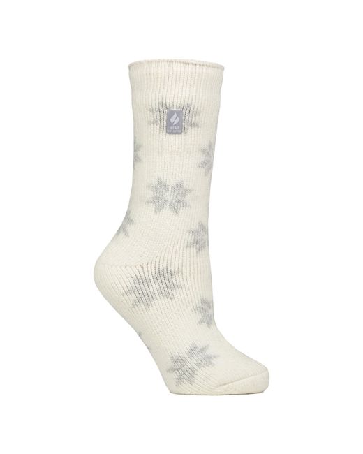 Heat Holders White Ladies Jacquard Thermal Socks For Winter