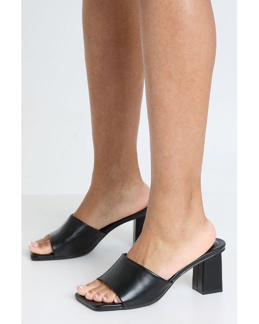 Boohoo Black Wide Fit Low Block Heeled Mules