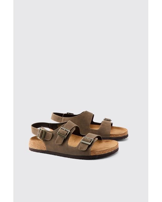 BoohooMAN Green Double Strap Buckle Sandal for men