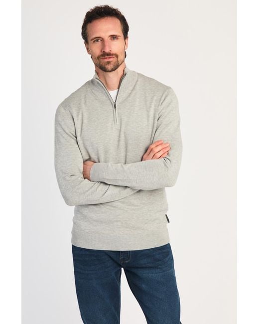French Connection Natural 1/2 Zip Knitted Jumper for men
