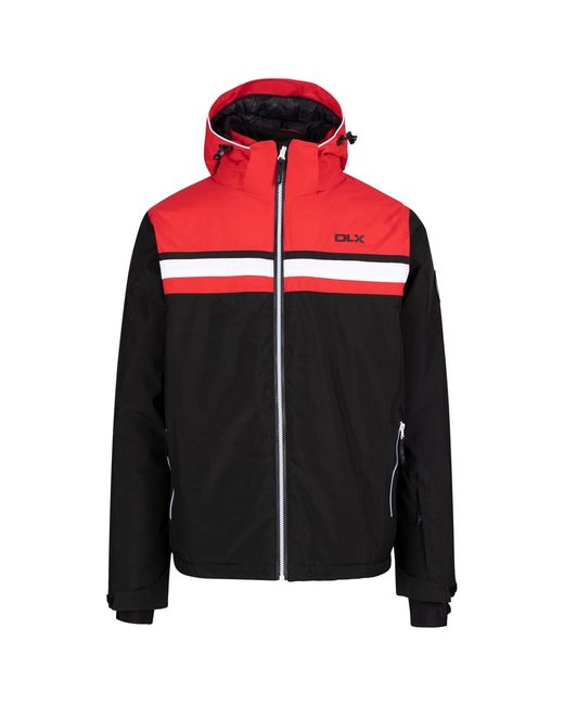 DLX Black Vaughn Hooded Ski Jacket With Ribbed Cuff for men