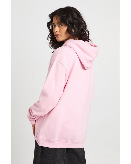 Boohoo Pink New York Printed Oversized Hoodie