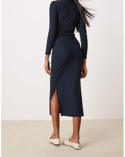 Vila Blue Jersey Midi Skirt Co-Ord