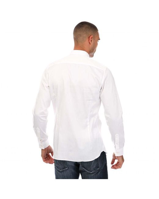 Ted Baker White Bellow Long Sleeve Stretch Smart Shirt for men
