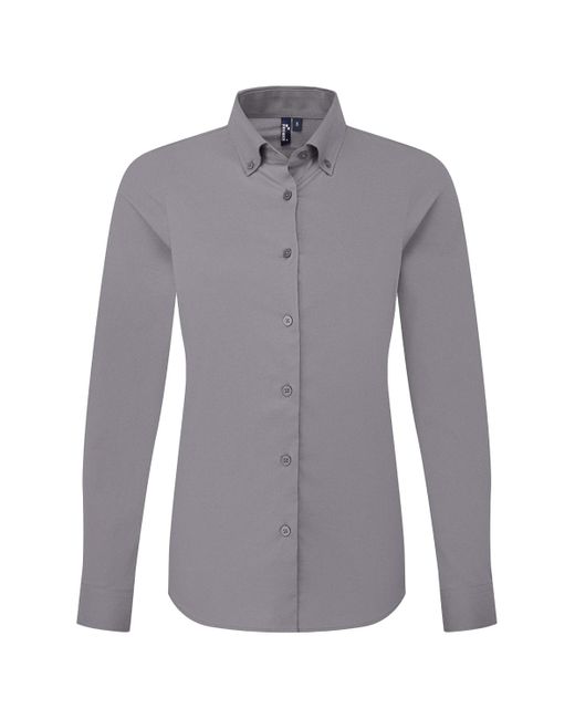 PREMIER Gray Ladies Supreme Oxford Long-Sleeved Shirt (Steel)