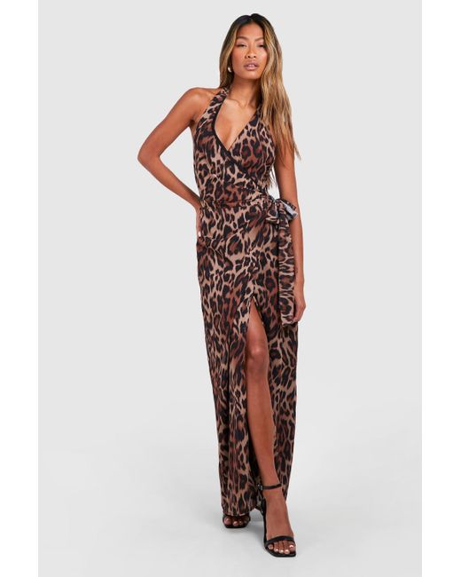 boohoo red leopard print dress boohoo Women's Leopard Print Bodycon Dress With Lace Cup Detail