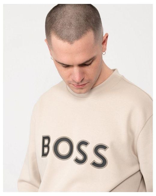 Boss Natural Boss Salbo 1 Cotton-Blend Sweatshirt With Hd Logo Print