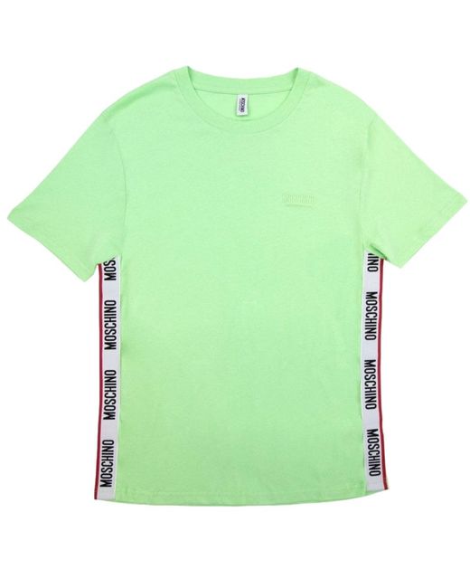 Moschino Green Taped Hem Logo T-Shirt for men