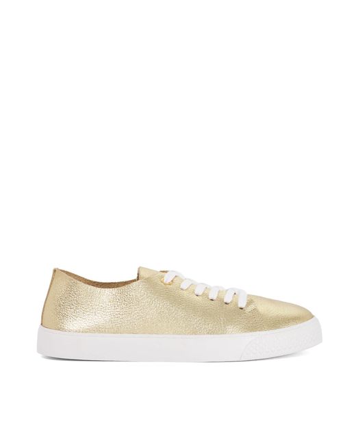 Dune Natural Ellvie Leather Trainers