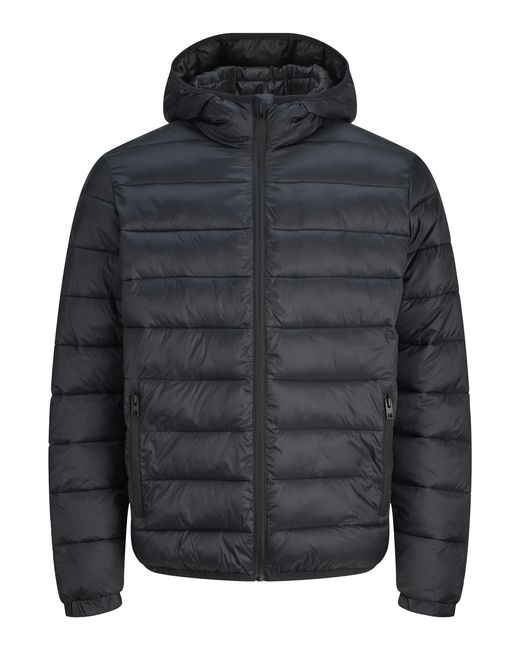 Jack & Jones Gray Puffer Jacket Warm Full Zip for men