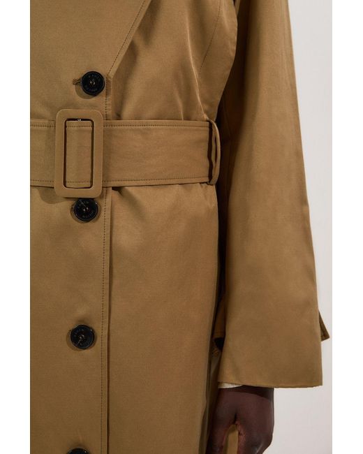 Karen Millen Natural Strong Shoulder Belted Maxi Trench Coat
