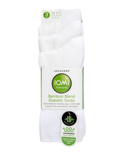 IOMI White Extra Wide Bamboo Socks For Diabetics By for men