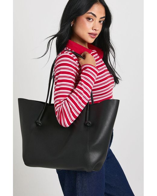 Boohoo Black Large Structured Tote Bag
