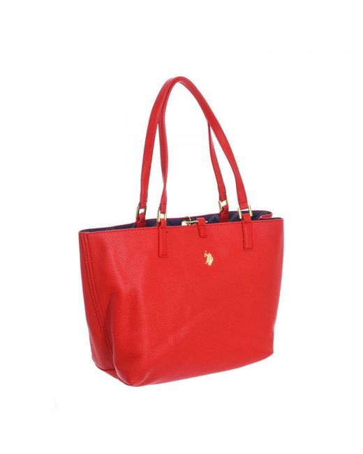 U.S. POLO ASSN. Red Reversible Shopper Bag With Toiletry Bag Biurr5559Wvp