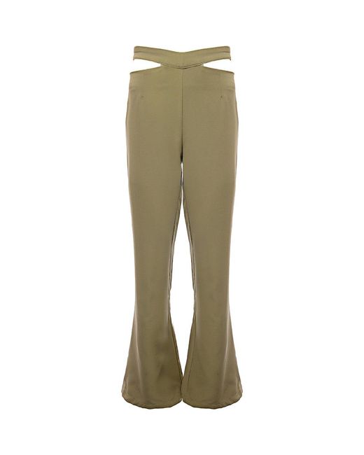 Rare London Green Tailored Trousers With Cut-Out Details