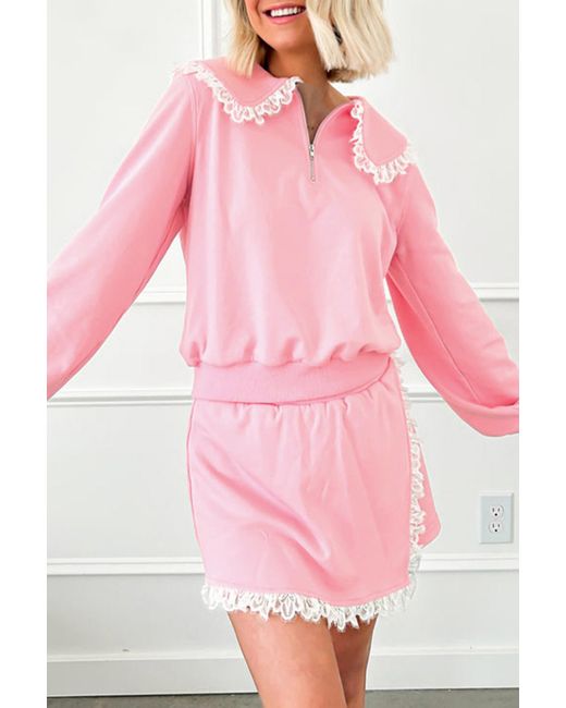 Azura Exchange Lace Trim Set in het Pink