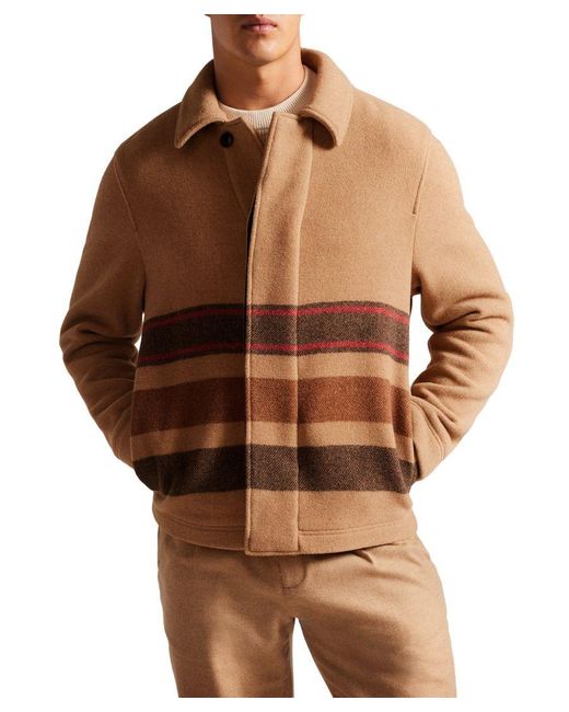 Ted Baker Brown Carlby Heavy Weight Wool Coat for men