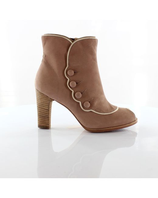 Timberland Brown Boot Compant Marge Peep Toe Bootie Heel Boots 25685