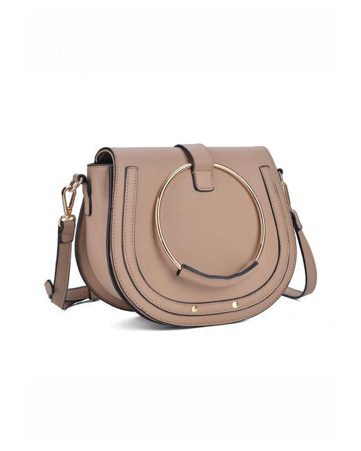 Where's That From Pink 'Gem' Shoulder Bag With Golden Circle Detail