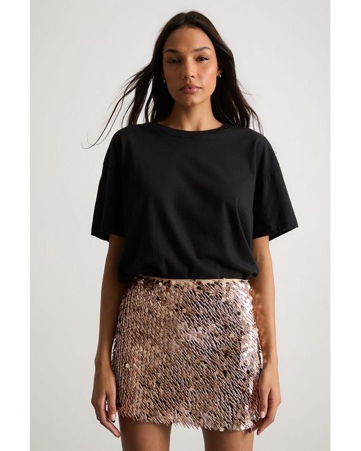 Warehouse Black Multi Sequin Mini Skirt